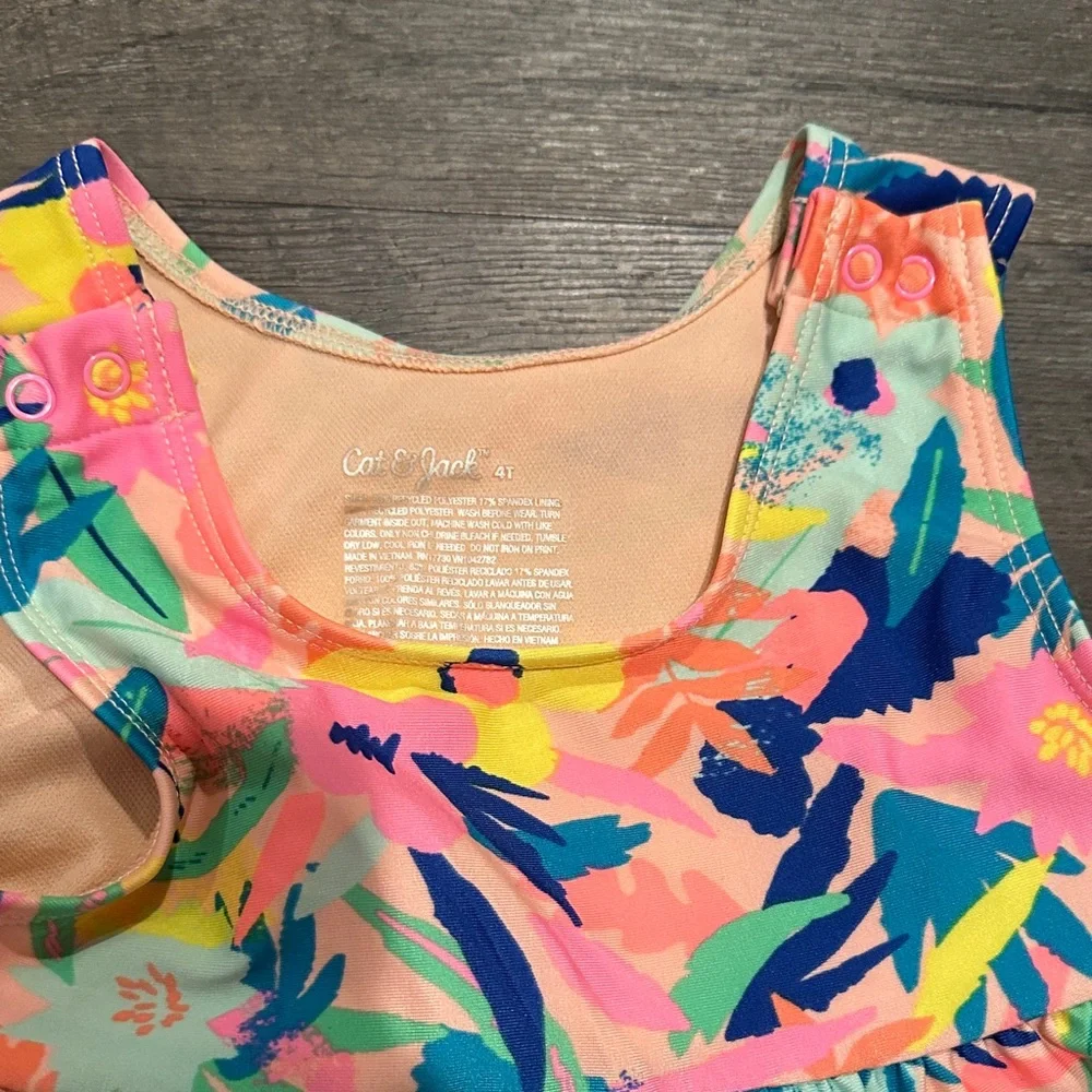 Cat & Jack 4T Adaptive Tropical Tiered Ruffle Tankini Swim Top‎